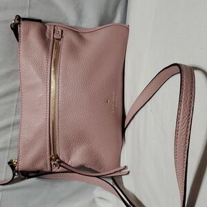 Kate spade dusty rose crossbody pebbled leather black trim